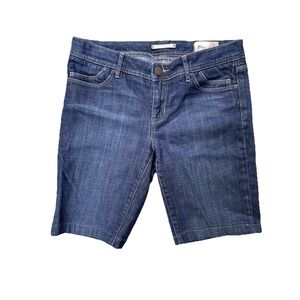 Women's GAP Bermuda Jean Shorts Size 8 Dark Wash Denim Mid Rise Stretch 32x10